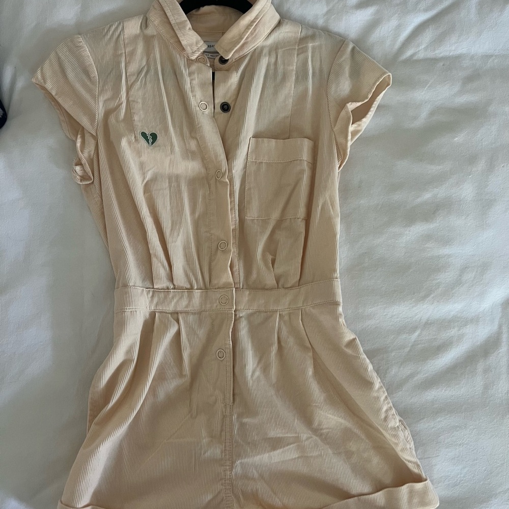 Urban Outfitters Cream Button-Up Romper